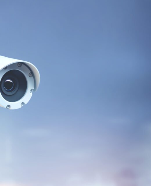 Modern CCTV camera on a wall